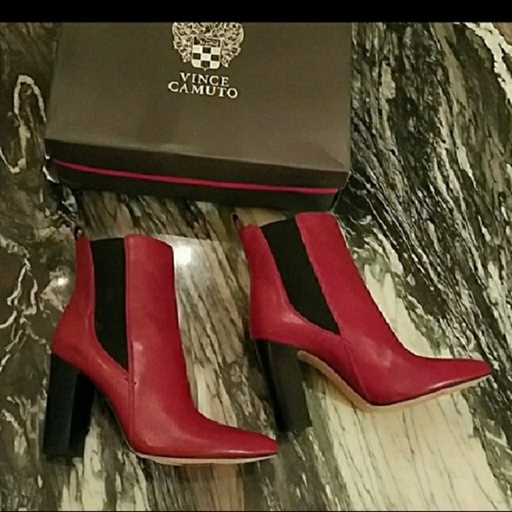 Vince Camuto Red Britsy Bootie Leather 7